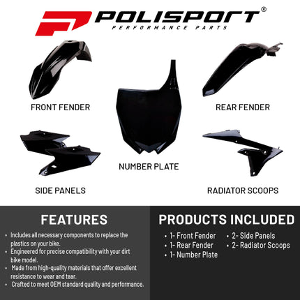Polisport Motocross (MX) Replica Plastic Kit for Yamaha YZ 450F (2014-17) Dirt Bike