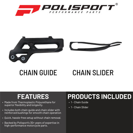 Polisport Motocross Motorcycles (MX) Chain Guide & Chain Slider for Yamaha YZ250F/450F (2009-13), Dirt Bikes - Guide and Slider with Bushings, Easy Bolt-On Installation for Motocross & Off-Road Bikes