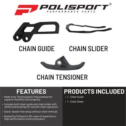 Polisport Motocross Motorcycles (MX) Chain Guide, Slider, & Tensioner for KTM SX, SXF, EXC, EXCF Models (2007-2011) Dirt Bikes - Ideal for Motocross, Enduro, and Off-Road Riding -