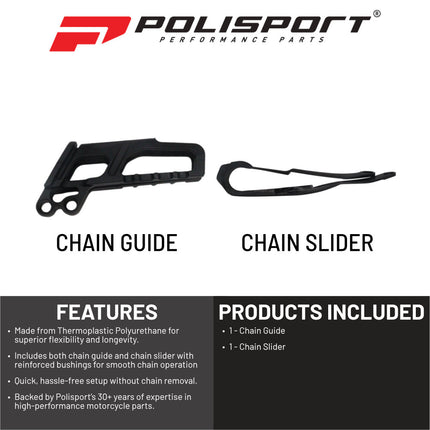 Polisport Motocross Motorcycles (MX) Chain Guide & Chain Slider for Honda CRF250R and CRF450R Models (2005-2006) Dirt Bikes - Ideal for Motocross, Enduro, and Off-Road Riding - Black