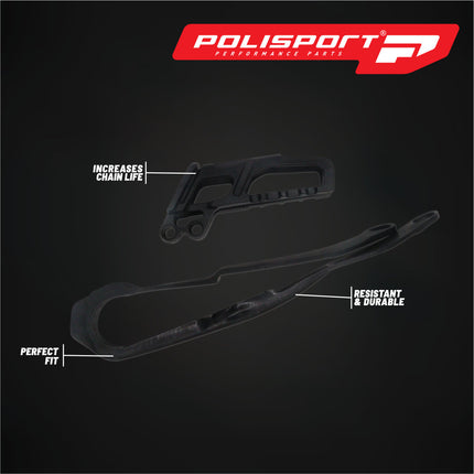 Polisport Motocross Motorcycles (MX) Chain Guide & Chain Slider for Honda CRF250R and CRF450R Models (2005-2006) Dirt Bikes - Ideal for Motocross, Enduro, and Off-Road Riding - Black