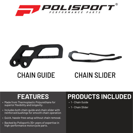 Polisport Motocross Motorcycles (MX) Chain Guide & Chain Slider for Honda CR125R, CR250R (2002-2004) and CRF450R (2003-2004) Dirt Bikes - Ideal for Motocross, Enduro, and Off-Road Riding -