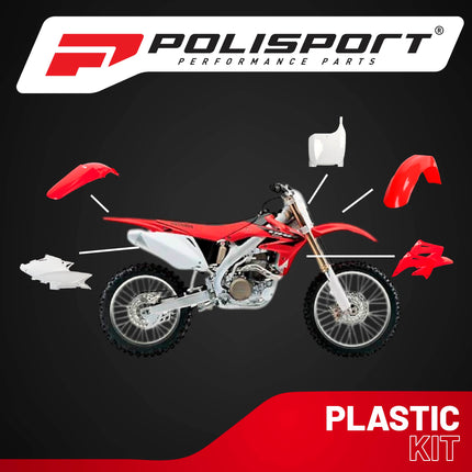 Polisport Motocross (MX) Replica Plastic Kit for Honda CR 125R/250R (2002-03) Dirt Bike – OEM Quality, Durable, Flexible & Perfect Fit – Red/White