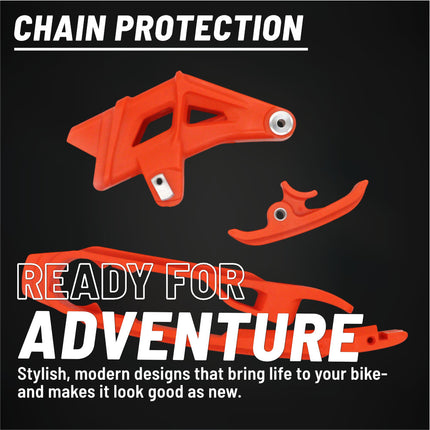 Polisport Motocross Motorcycles (MX) Chain Guide & Chain Slider for KTM SX (2012-2025) Dirt Bikes - OEM Quality TPU Chain Guide, Slider & Sliding Piece, Durable, Easy to Install - Orange