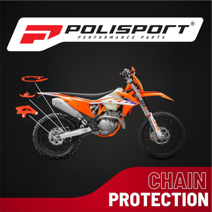 Polisport Motocross Motorcycles (MX) Chain Guide & Chain Slider for KTM SX (2012-2025) Dirt Bikes - OEM Quality TPU Chain Guide, Slider & Sliding Piece, Durable, Easy to Install - Orange