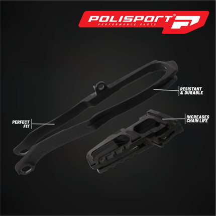 Polisport Motocross Motorcycles (MX) Chain Guide & Chain Slider for Honda CRF450R (2013) Dirt Bikes - OEM Quality TPU Chain Guide & Slider, Durable, Easy to Install, Black