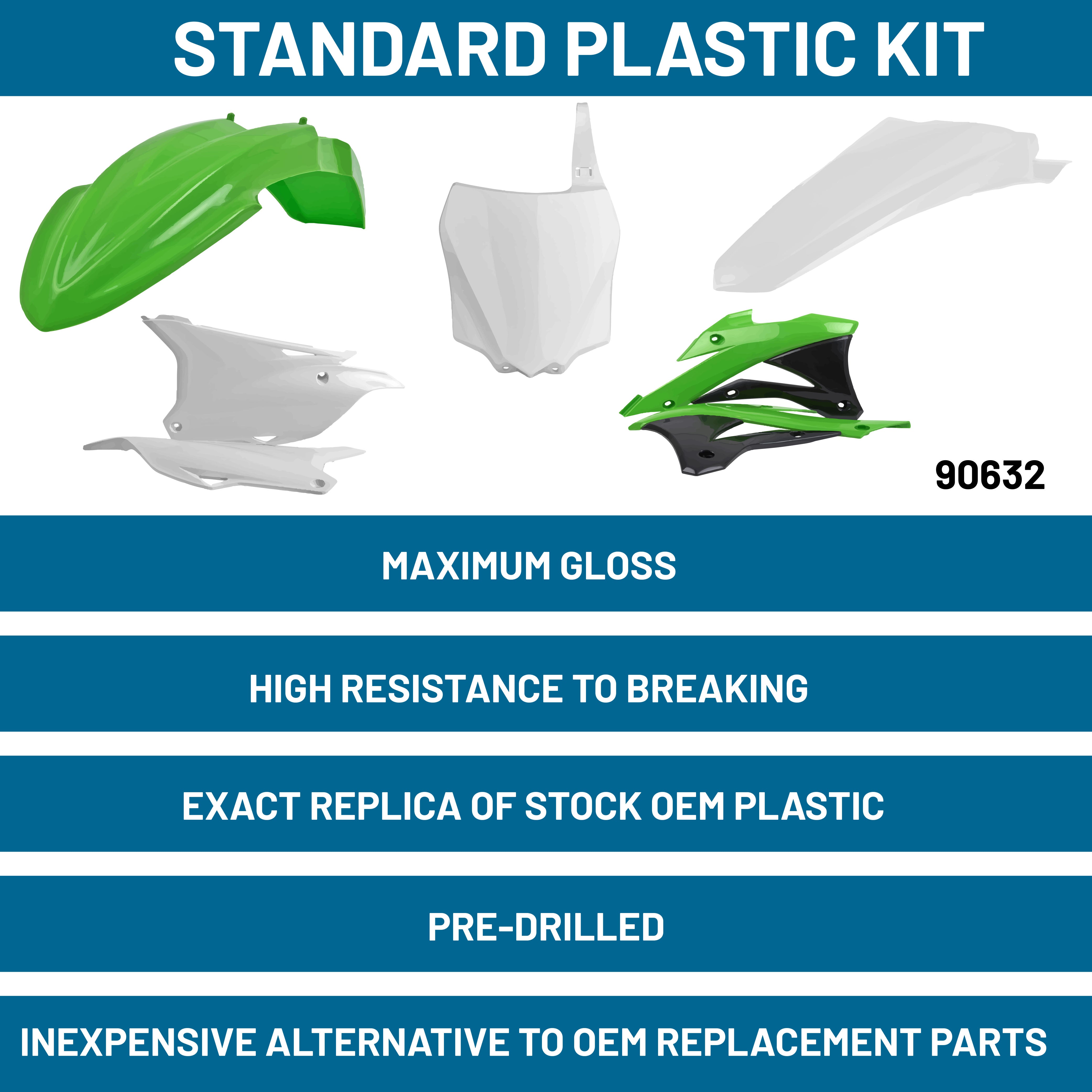 Polisport Full Plastic Kit for Kawasaki KX 85/100/112 (2014-21) - Green/White