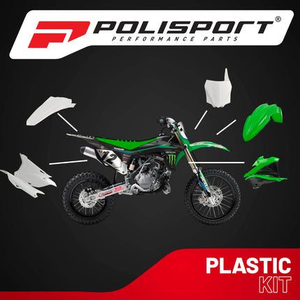 Polisport Motocross (MX) Replica Plastic Kit for Kawasaki KX 85/100/112 (2014-21) Dirt Bike – OEM Quality, Durable, Flexible & Perfect Fit – Green/White/Black