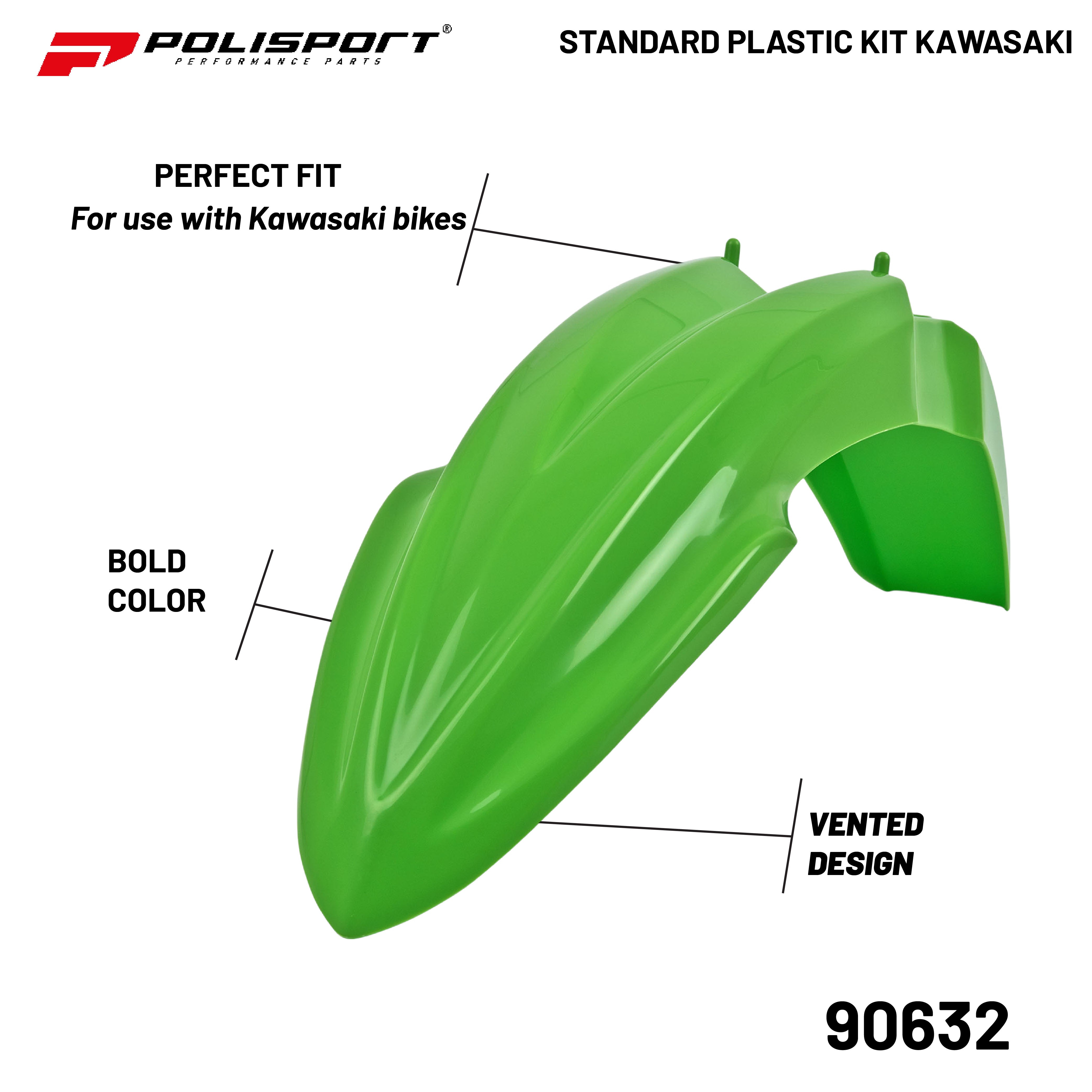 Polisport Full Plastic Kit for Kawasaki KX 85/100/112 (2014-21) - Green/White