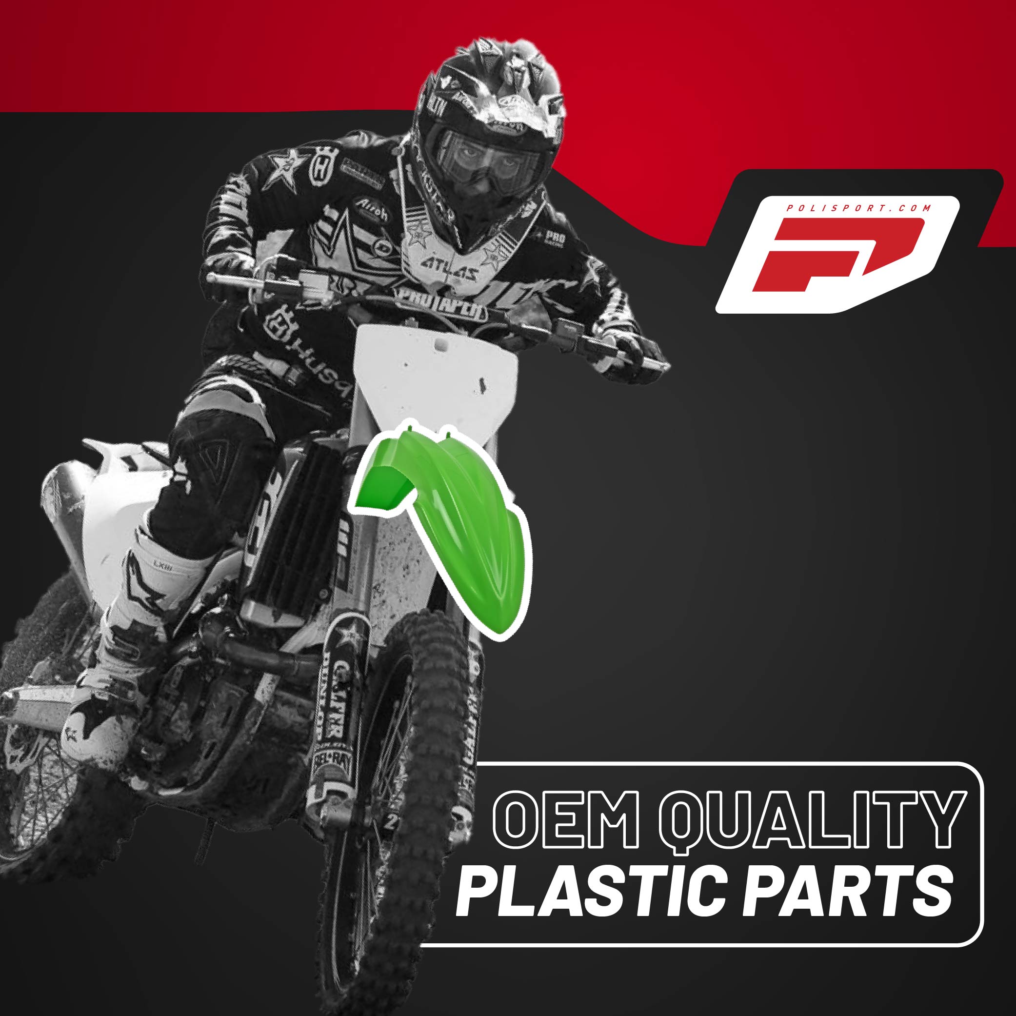Polisport Motocross (MX) Replica Plastic Kit for Kawasaki KX 85/100/112 (2014-21) Dirt Bike – OEM Quality, Durable, Flexible & Perfect Fit – Green/White/Black
