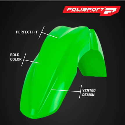 Polisport Motocross (MX) Replica Plastic Kit for Kawasaki KX 85/100/112 (2014-21) Dirt Bike – OEM Quality, Durable, Flexible & Perfect Fit – Green/White/Black