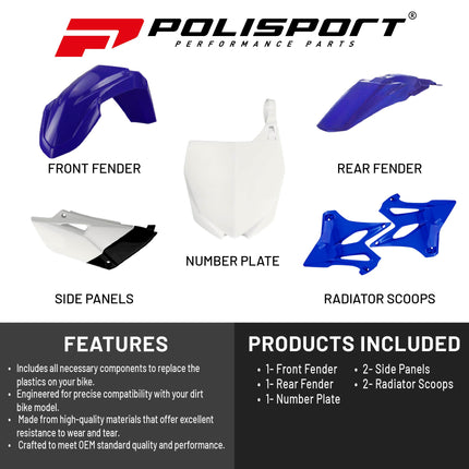Polisport Motocross (MX) Replica Plastic Kit for Yamaha YZ 85 (2015-21) Dirt Bike