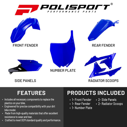 Polisport Motocross (MX) Replica Plastic Kit for Yamaha YZ 250F (2014-18) Dirt Bike