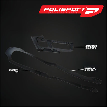 Polisport Motocross Motorcycles (MX) Chain Guide & Chain Slider for Kawasaki KX250F (2017-2020) and KX450F (2016-2018) Dirt Bikes - OEM Quality TPU Chain Guide & Slider, Durable, Black