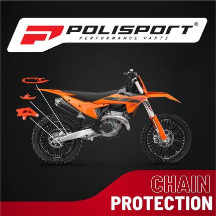 Polisport Motocross Motorcycles (MX) Chain Guide & Chain Slider for KTM SX/SX-F (2016-2025) Dirt Bikes - OEM Quality TPU Chain Guide, Slider & Sliding Piece, Durable, Easy to Install, Orange