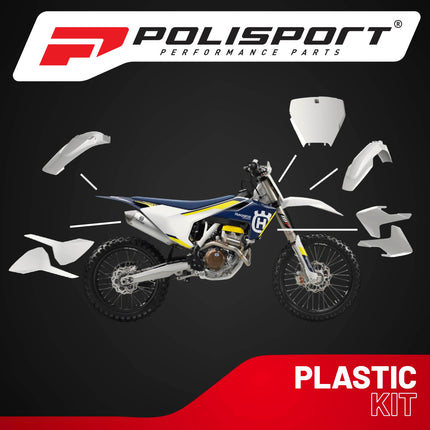 Polisport Motocross (MX) Replica Plastic Kit for Husqvarna TC/FC (2016-18) Dirt Bike – OEM Quality, Durable, Flexible & Perfect Fit – White