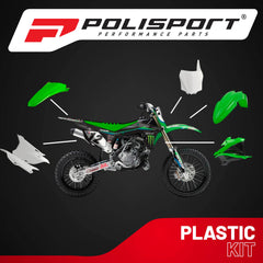 Polisport Motocross (MX) Replica Plastic Kit for Kawasaki KX 85/100/112 (2014-21) Dirt Bike – OEM Quality, Durable, Flexible & Perfect Fit – Green/White/Black