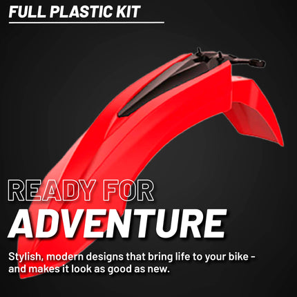 Polisport Motocross (MX) Replica Plastic Kit for BETA RR 2T & 4T (2013–2017) Dirt Bike – OEM Quality, Durable, Flexible & Perfect Fit – Red