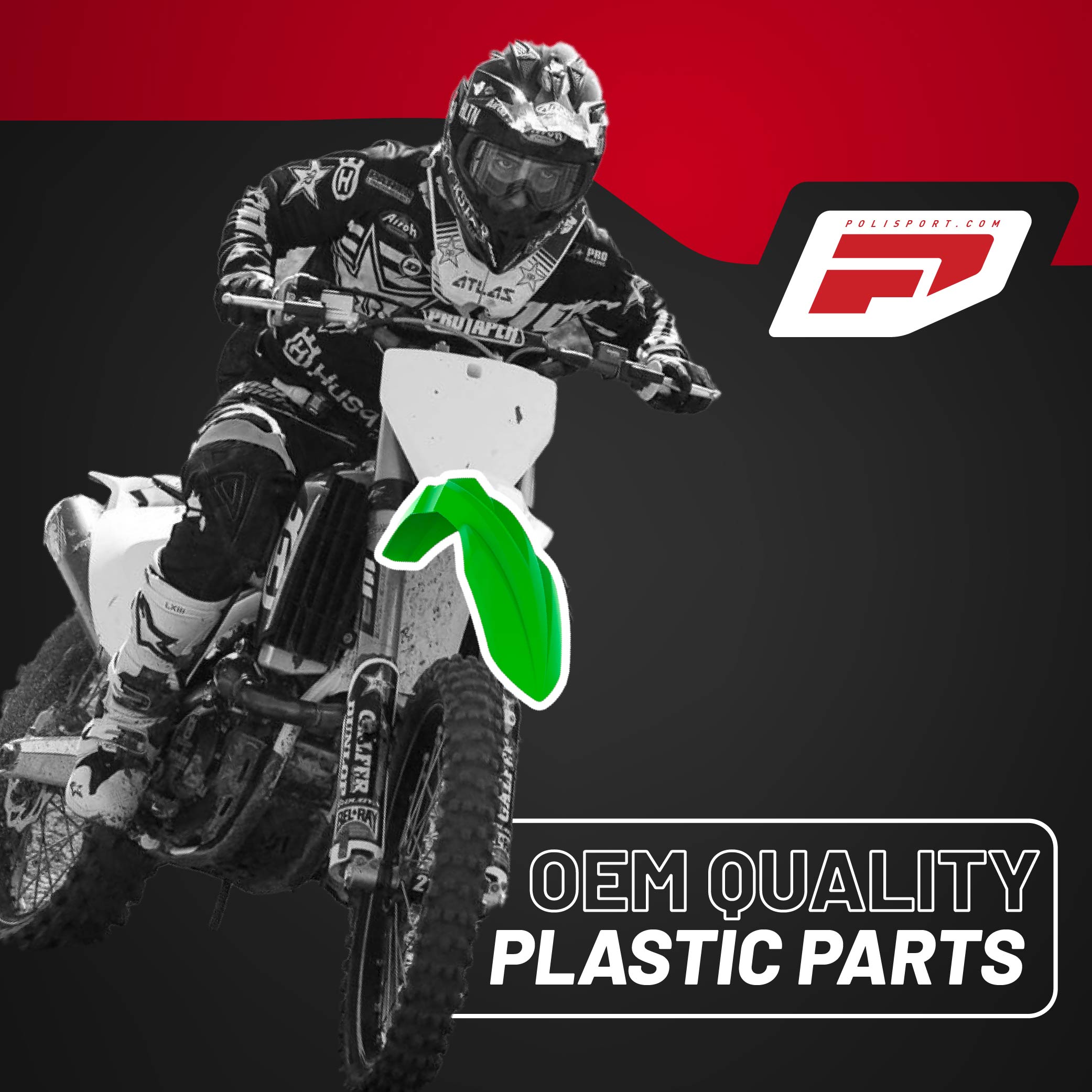 Polisport Motocross (MX) Replica Plastic Kit for Kawasaki KX 250F (2017-20) Dirt Bike– OEM Quality, Durable, Flexible & Perfect Fit – Green/Black