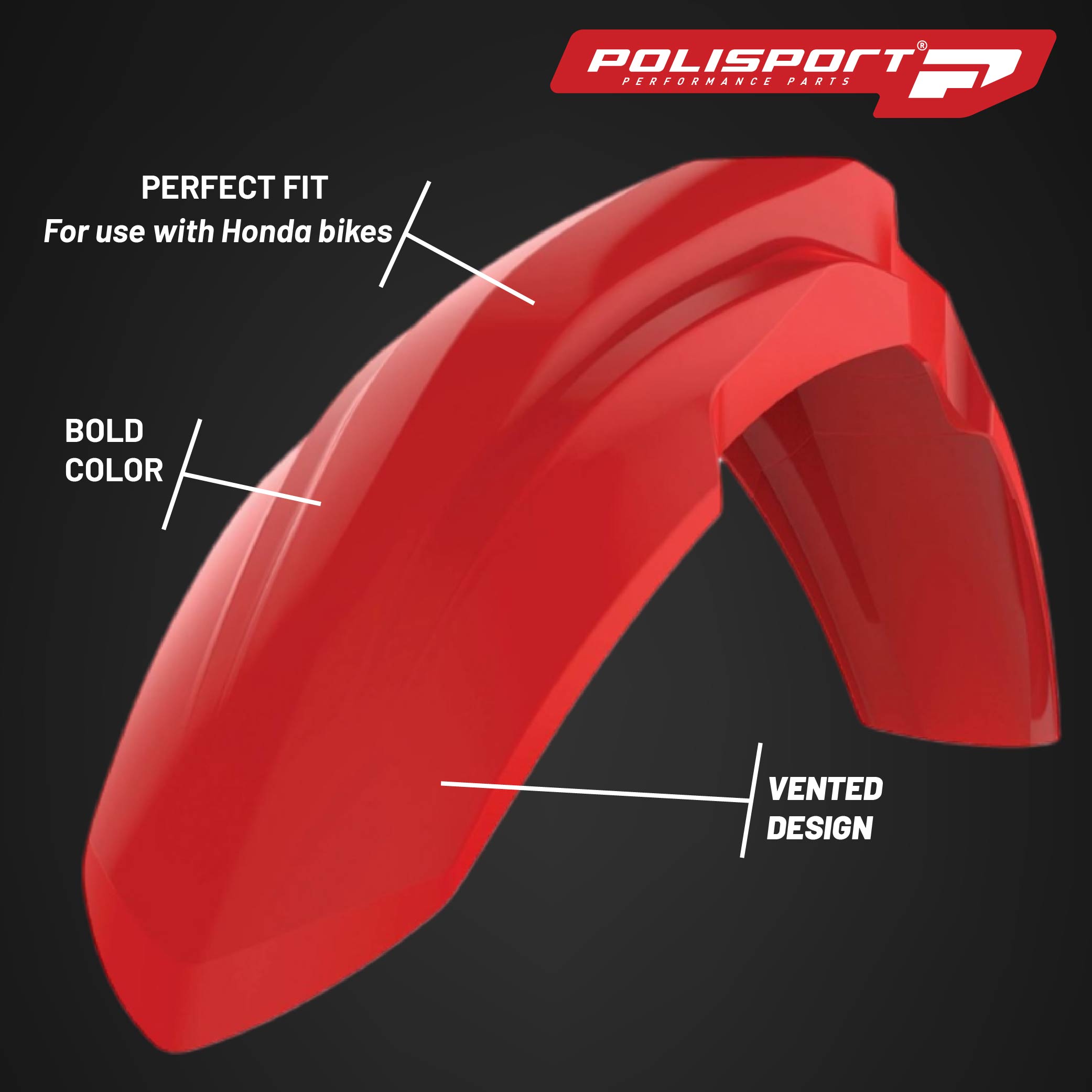 Polisport Motocross (MX) Replica Plastic Kit for Honda CRF 450R (2017-20) Dirt Bike – OEM Quality, Durable, Flexible & Perfect Fit – Red/White/Black