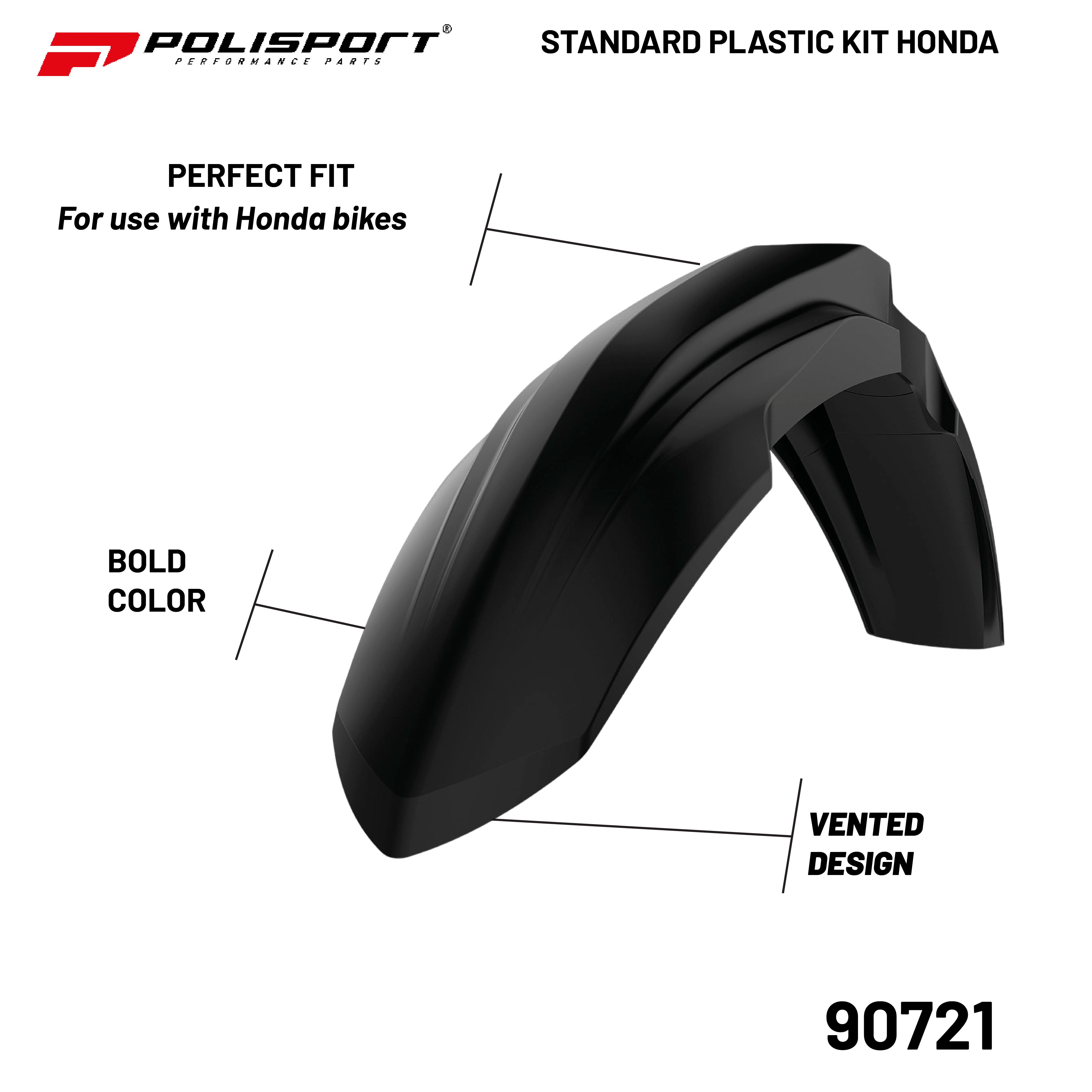 Polisport Full Plastic Kit for Honda CRF 250R (2018-21) OEM Quality Restyling Kit with Superior Fit, Flexibility, and Durability (Black)