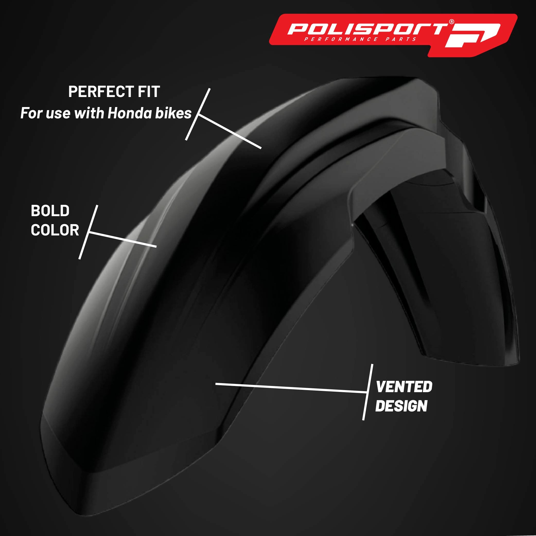 Polisport Motocross (MX) Replica Plastic Kit for Honda CRF 450R (2017-20) Dirt Bike – OEM Quality, Durable, Flexible & Perfect Fit – Black