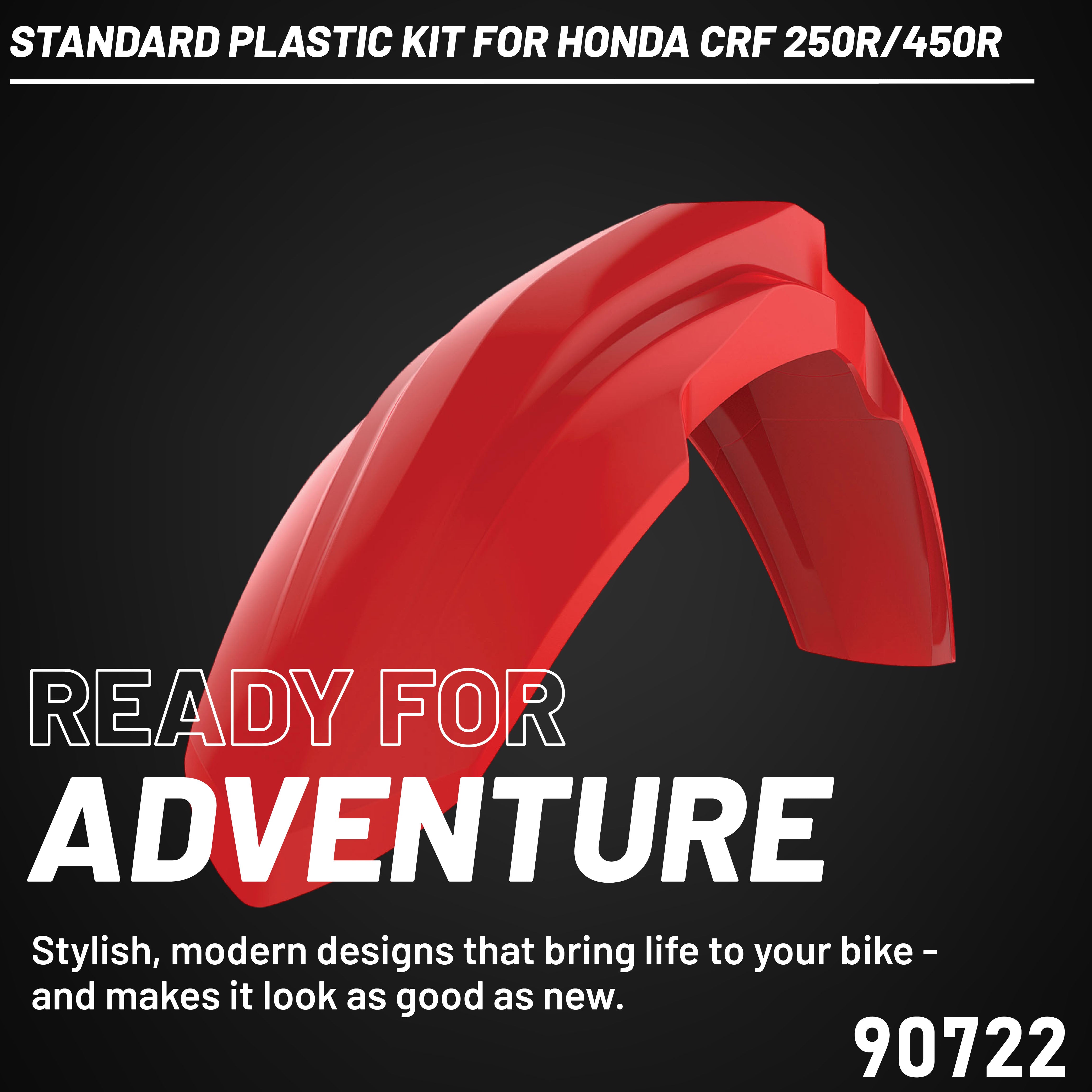 Polisport Full Plastic Kit for Honda CRF 250R (2018-21) OEM Quality Restyling Kit with Superior Fit, Flexibility, and Durability (Red)