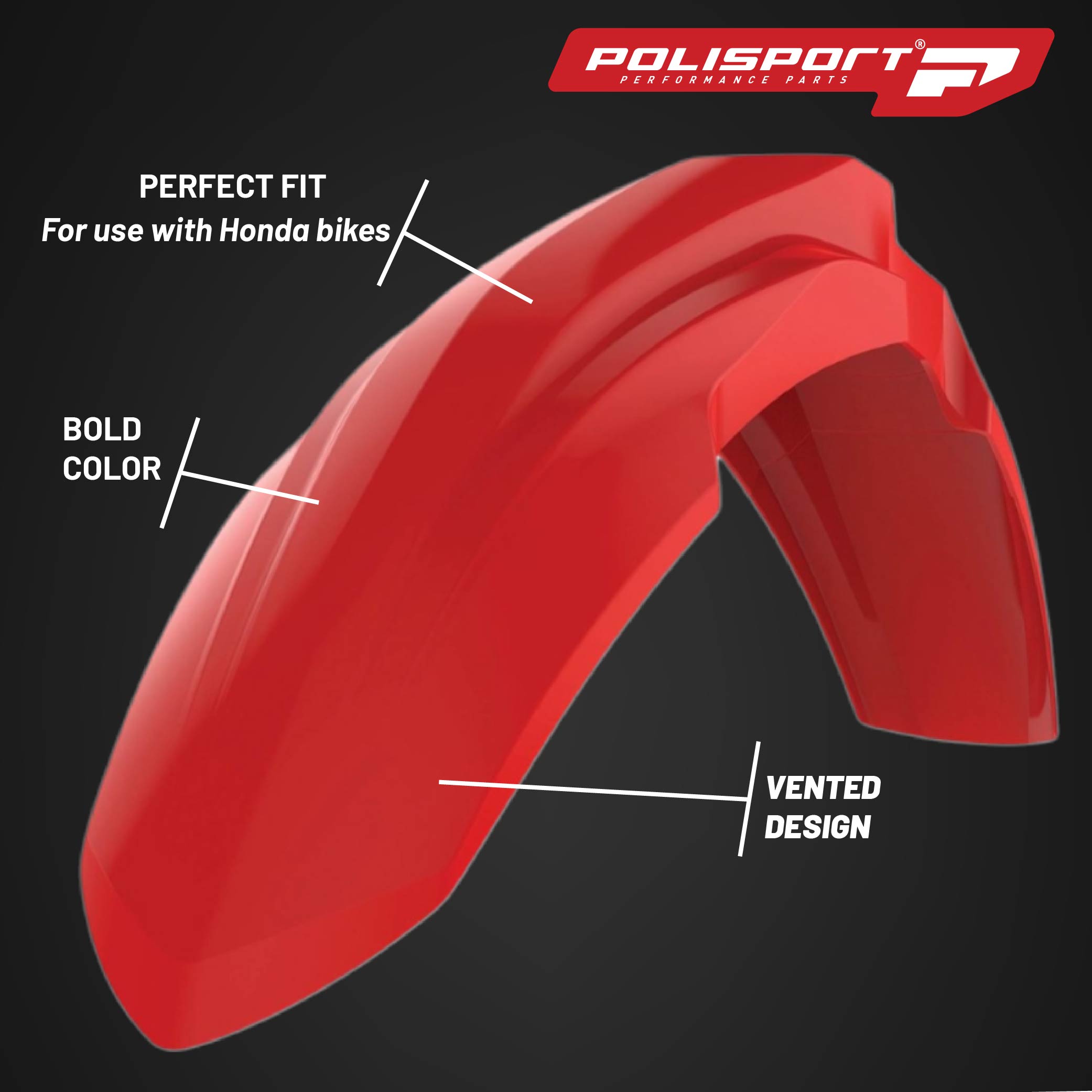 Polisport Motocross (MX) Replica Plastic Kit for Honda CRF 450R (2017-20) Dirt Bike – OEM Quality, Durable, Flexible & Perfect Fit – Red