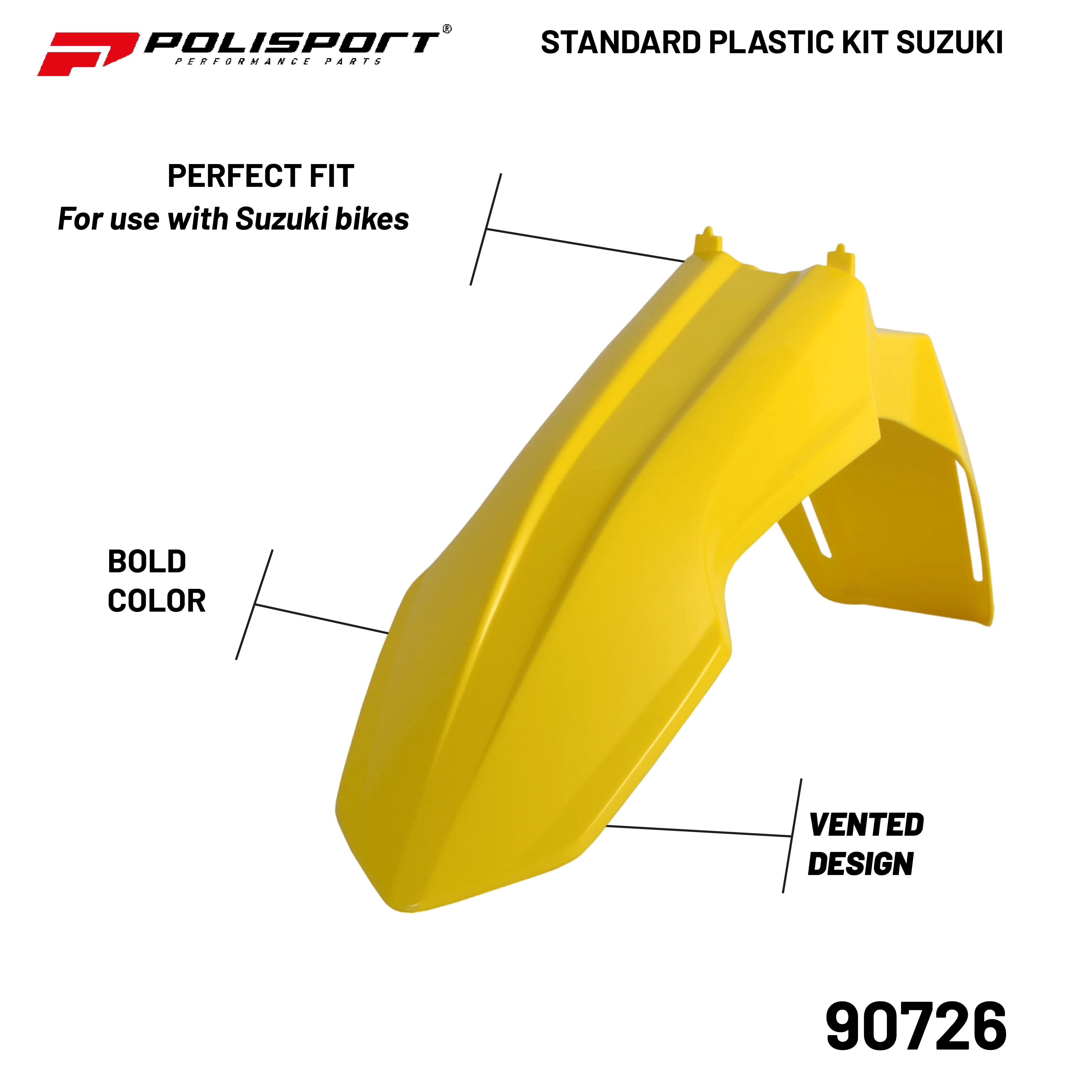 Polisport Full Plastic Kit for Suzuki RMZ 450 (2008-17) OEM Quality Restyling Kit with Superior Fit, Flexibility, and Durability (Yellow/Black)