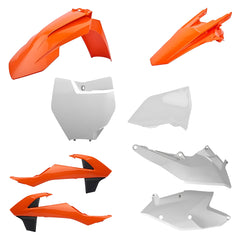 Polisport Full Plastic Kit for KTM XC/XC-F (2016-18) OEM Quality Restyling Kit with Superior Fit, Flexibility, and Durability (Orange/White)