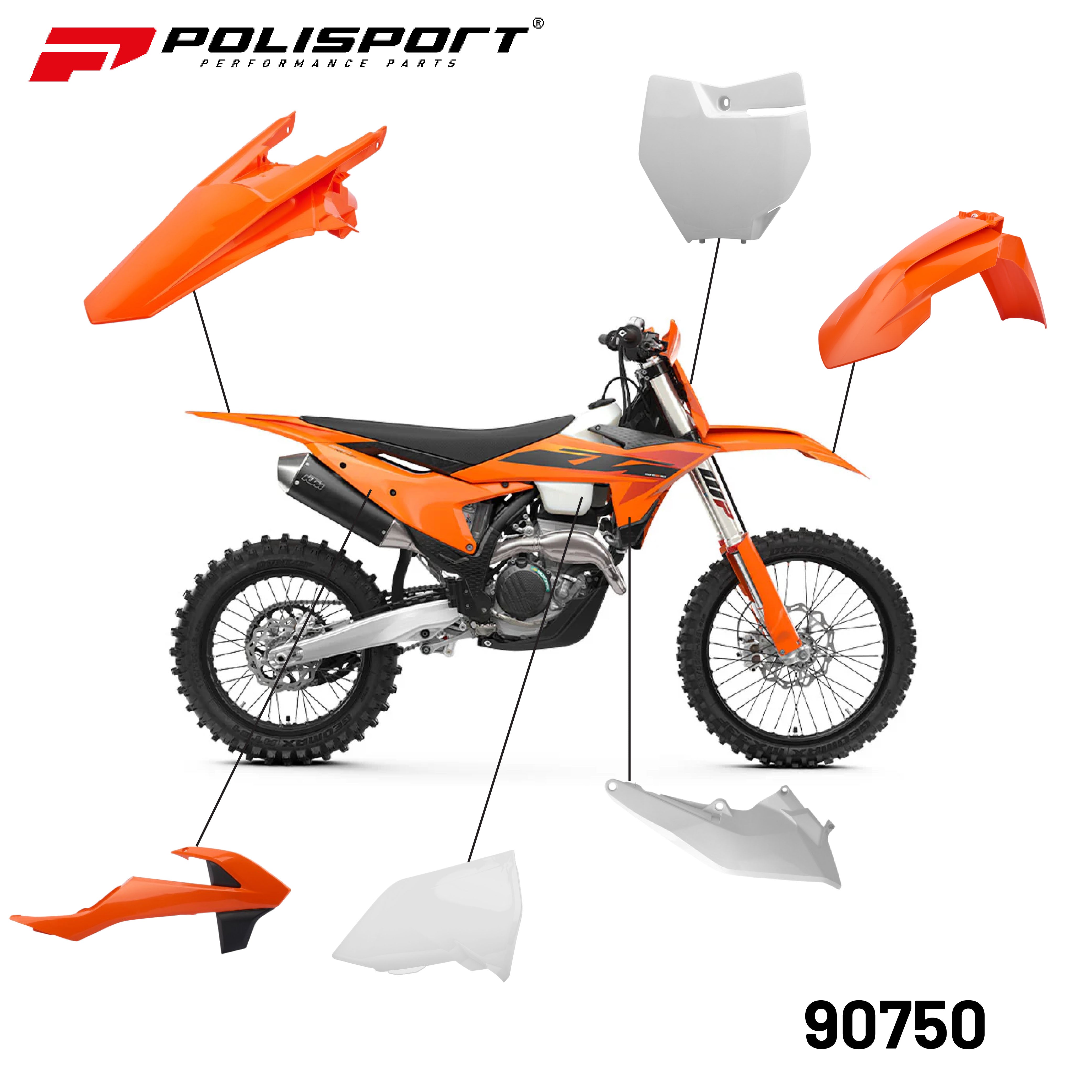 Polisport Full Plastic Kit for KTM XC/XC-F (2016-18) OEM Quality Restyling Kit with Superior Fit, Flexibility, and Durability (Orange/White)