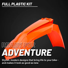 Polisport Motocross (MX) Replica Plastic Kit for KTM XC/XC-F (2016-18) Dirt Bike – OEM Quality, Durable, Flexible & Perfect Fit – Orange/White
