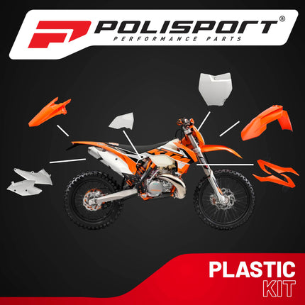 Polisport Motocross (MX) Replica Plastic Kit for KTM XC/XC-F (2016-18) Dirt Bike – OEM Quality, Durable, Flexible & Perfect Fit – Orange/White