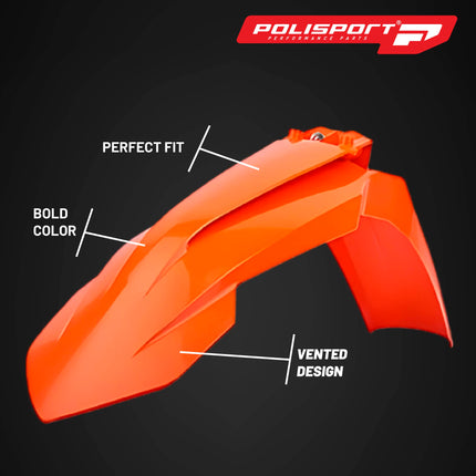 Polisport Motocross (MX) Replica Plastic Kit for KTM XC/XC-F (2016-18) Dirt Bike – OEM Quality, Durable, Flexible & Perfect Fit – Orange/White