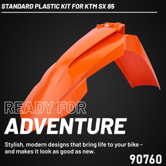 Polisport Full Plastic Kit for KTM SX 85 (2018-24) OEM Quality Restyling Kit with Superior Fit, Flexibility, and Durability (Orange/White)