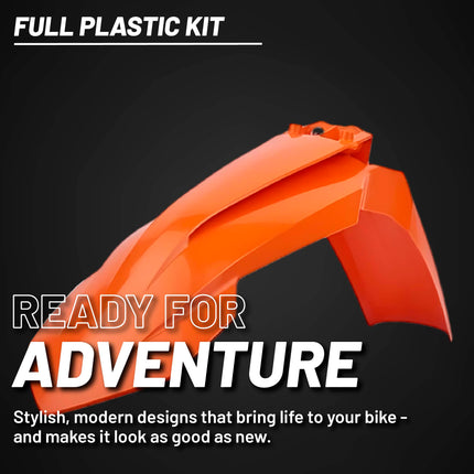 Polisport Motocross (MX) Replica Plastic Kit for KTM SX 85 (2018-24) Dirt Bike – OEM Quality, Durable, Flexible & Perfect Fit – Orange/White