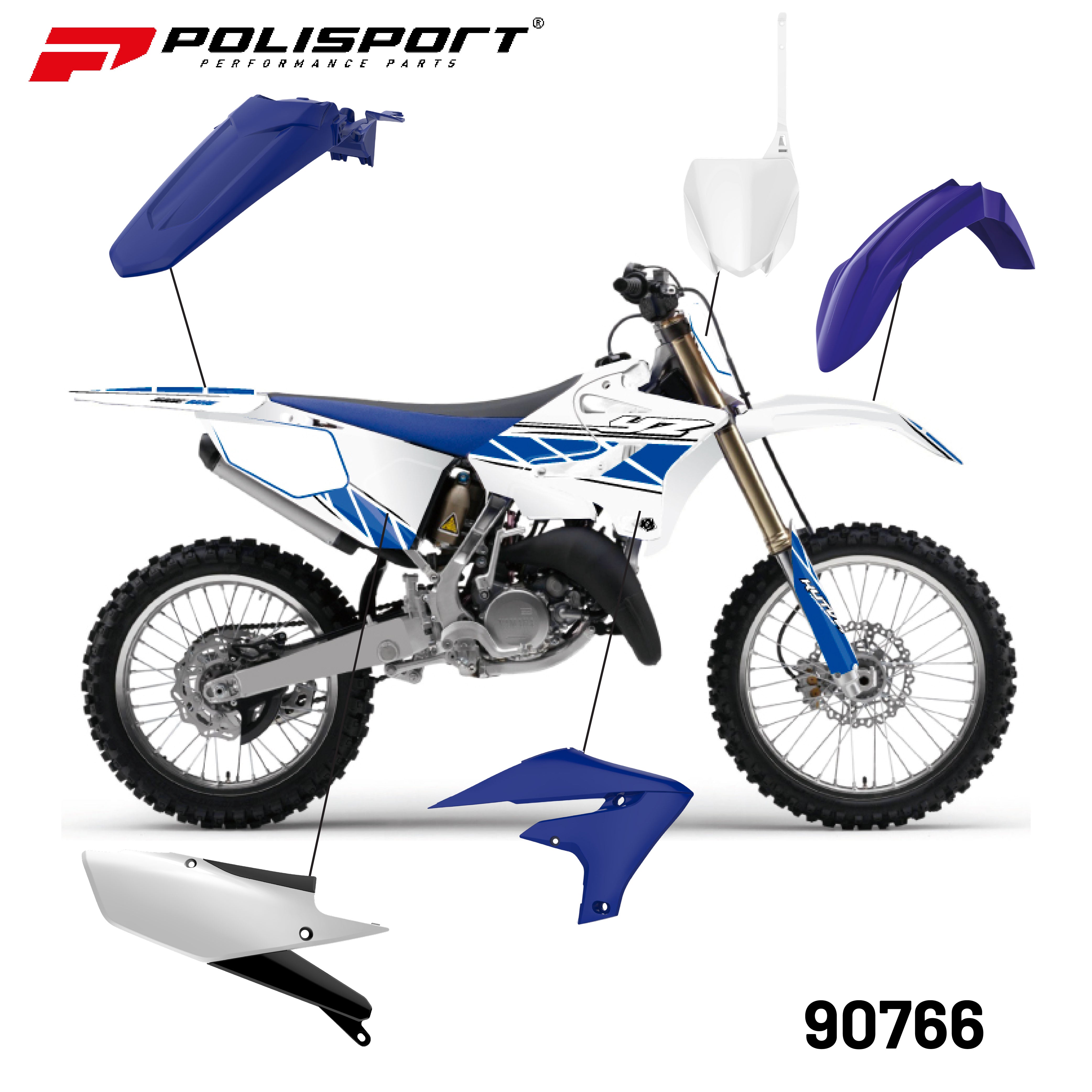 Polisport Full Plastic Kit for Yamaha YZ 250F (2019-23) OEM Quality Restyling Kit with Superior Fit, Flexibility, and Durability (Blue/White)