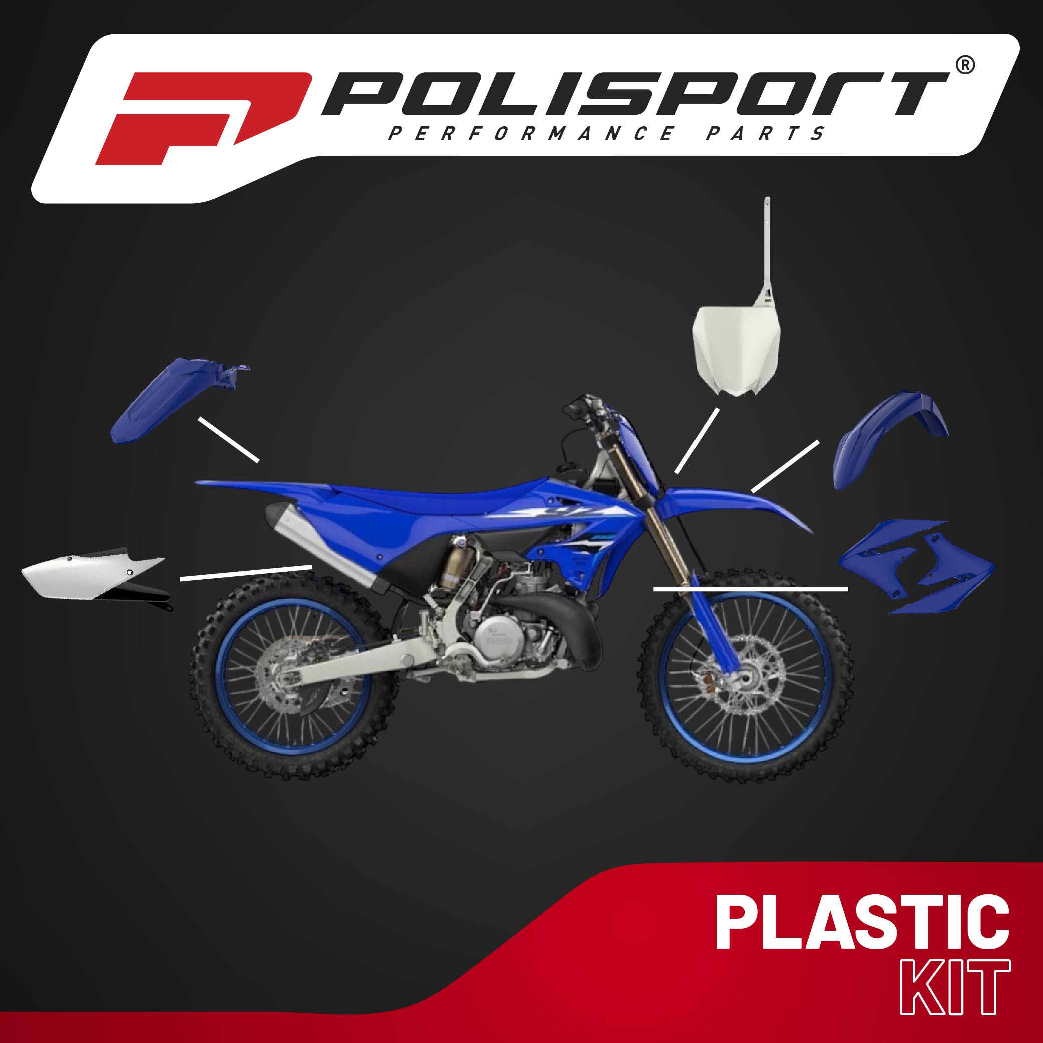 Polisport Motocross (MX) Replica Plastic Kit for Yamaha YZ 450F (2018-22) Dirt Bike