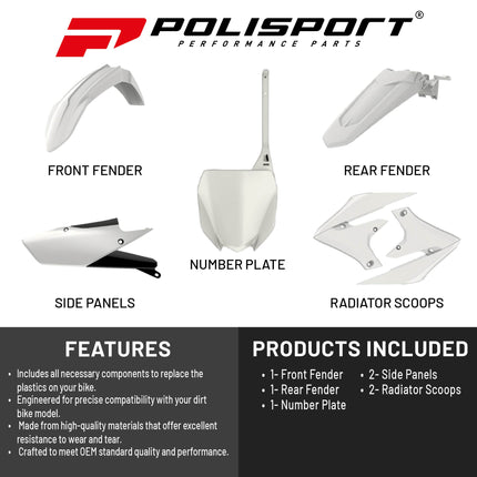 Polisport Motocross (MX) Replica Plastic Kit for Yamaha YZ 450F (2018-22) Dirt Bike