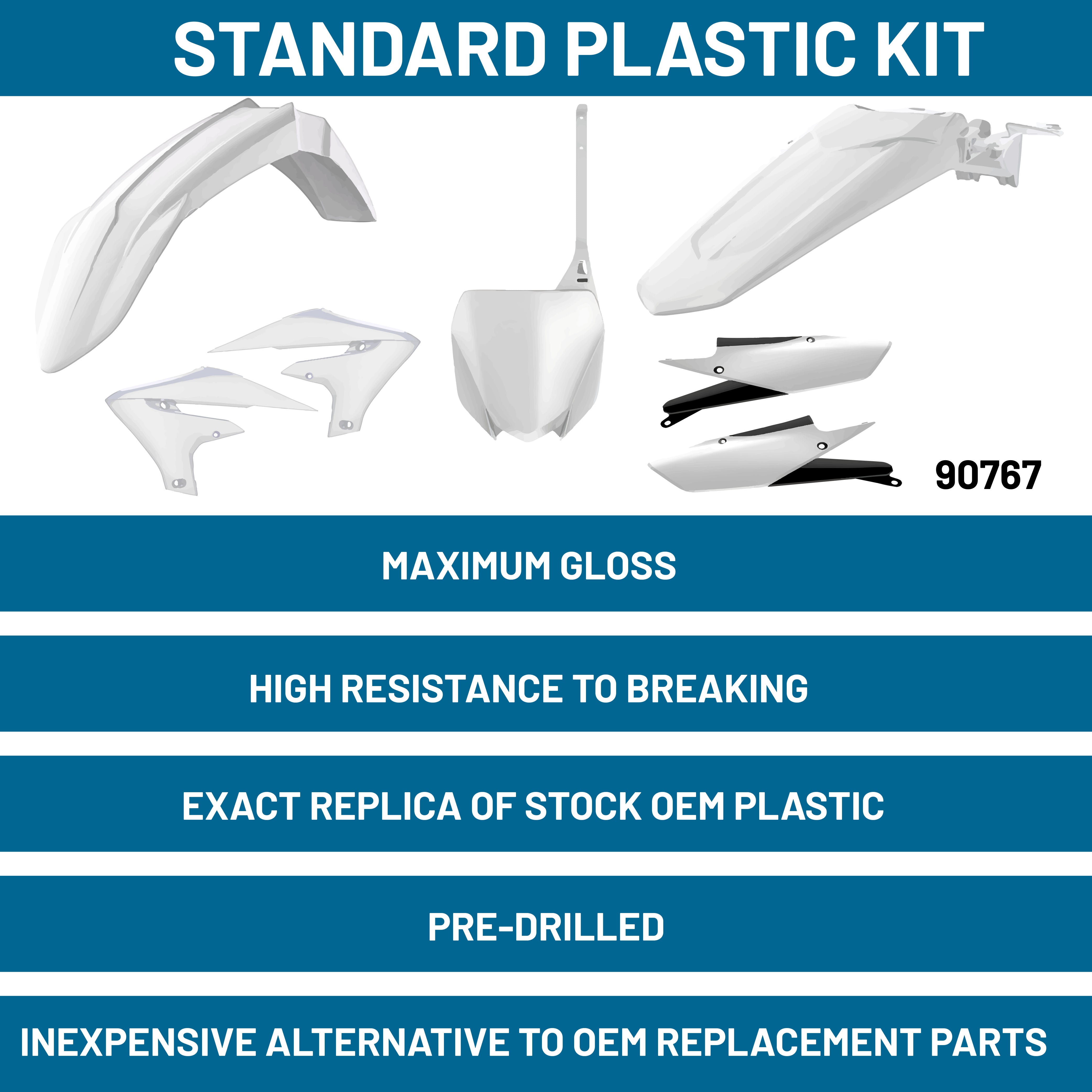 Polisport Full Plastic Kit for Yamaha YZ 250F (2019-23) OEM Quality Restyling Kit with Superior Fit, Flexibility, and Durability (White)