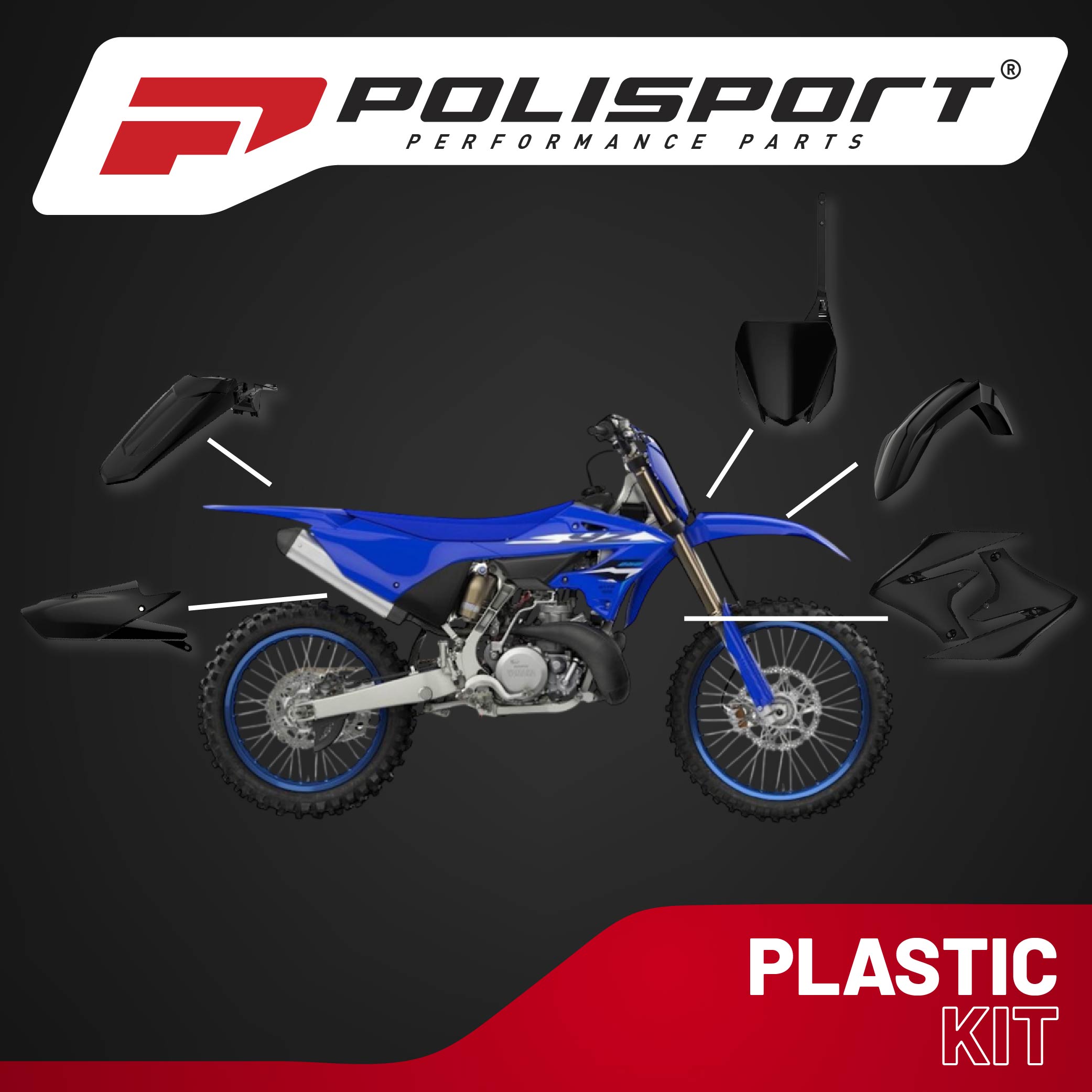 Polisport Motocross (MX) Replica Plastic Kit for Yamaha YZ 450F (2018-22) Dirt Bike