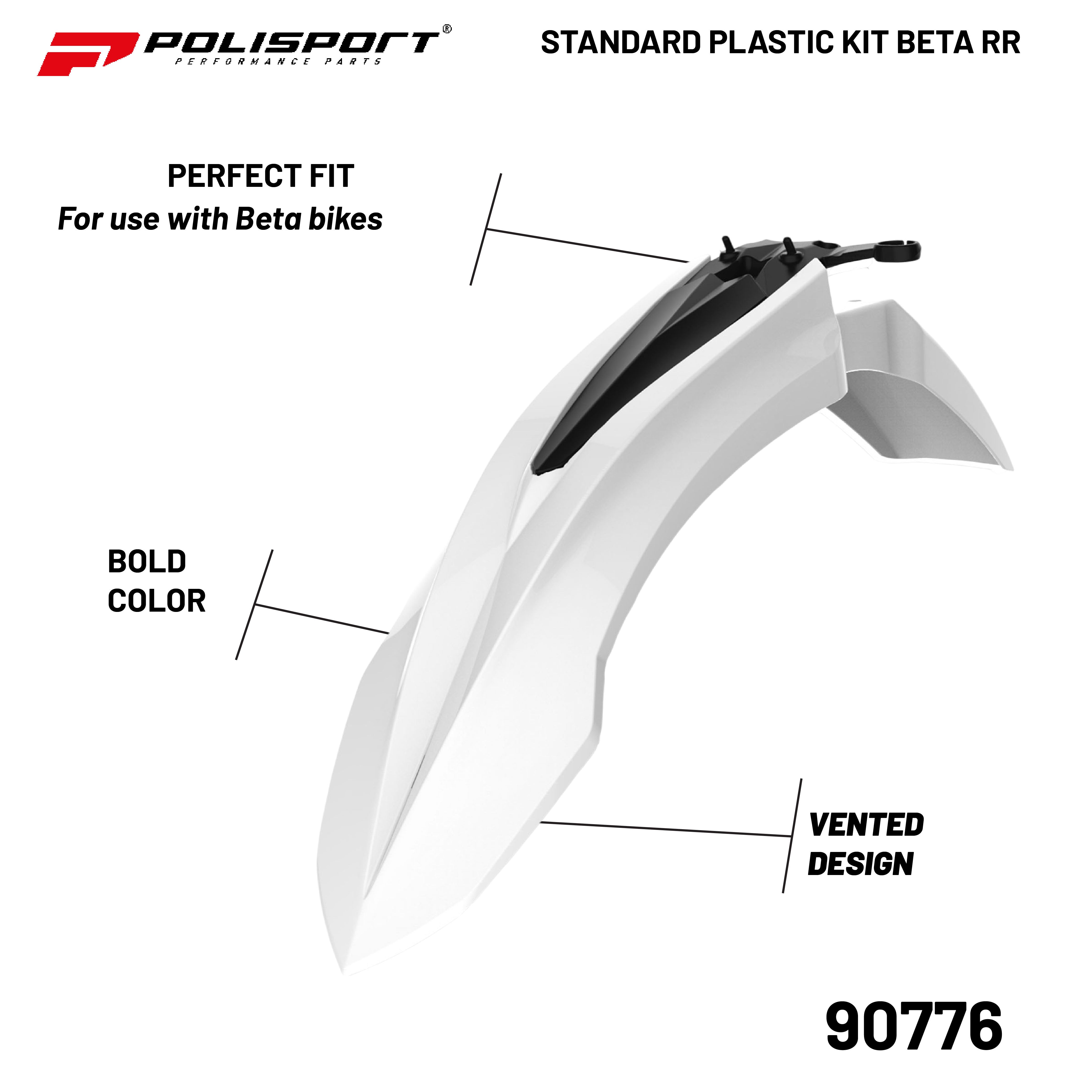 Polisport Full Plastic Kit for Beta RR 2T/4T (2018-19) OEM Quality Restyling Kit with Superior Fit, Flexibility, and Durability (White)