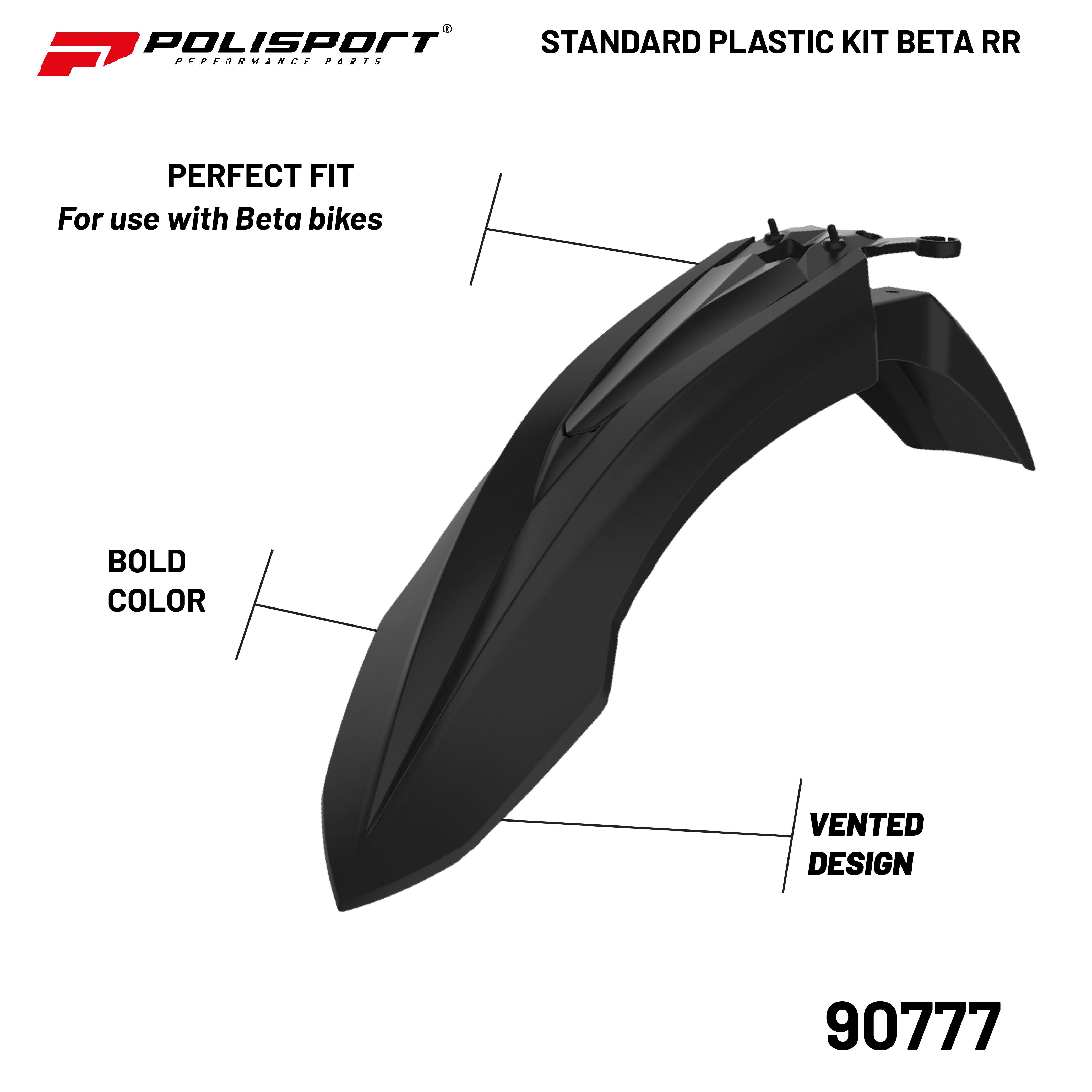 Polisport Full Plastic Kit for Beta RR 2T/4T (2018-19) OEM Quality Restyling Kit with Superior Fit, Flexibility, and Durability (Black)