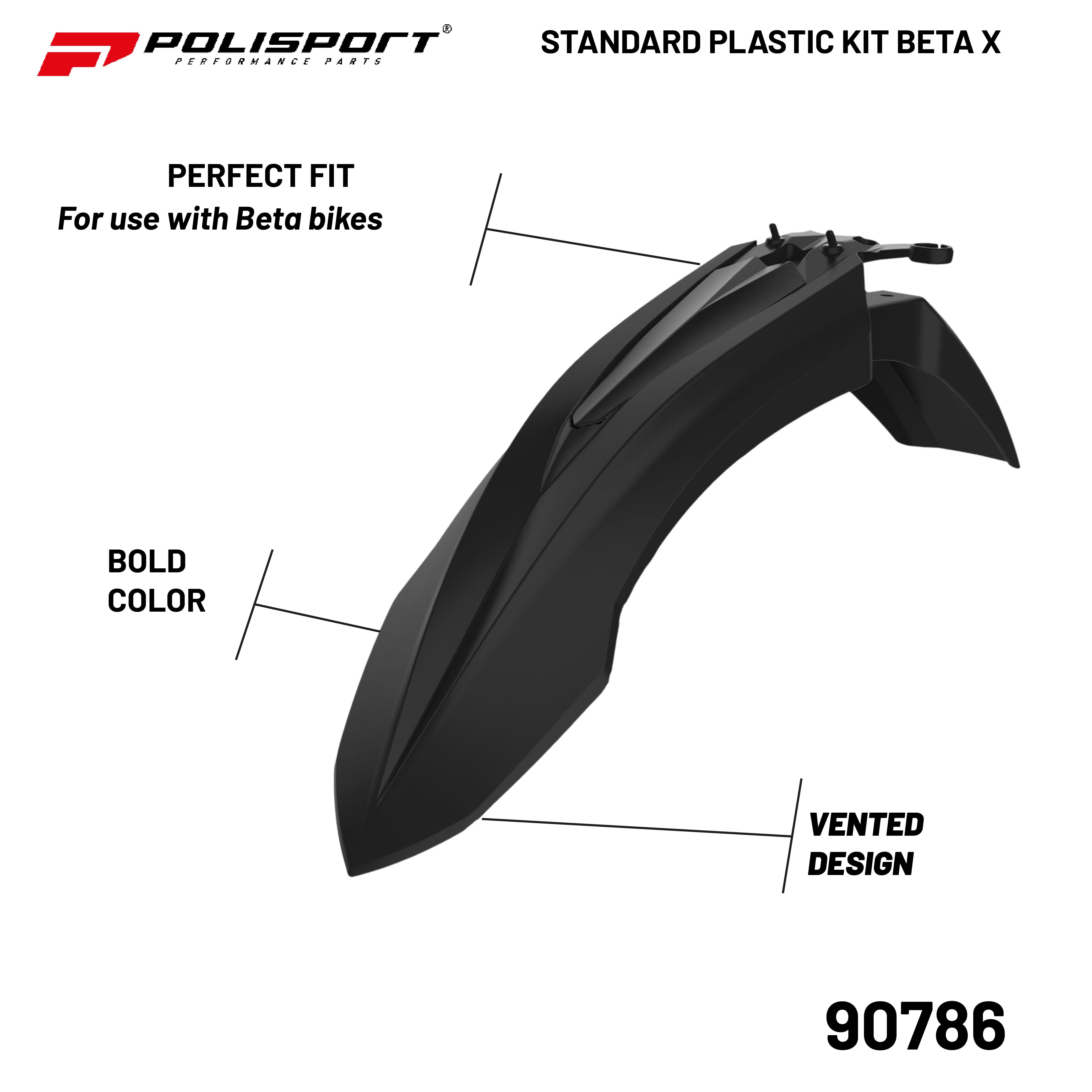 Polisport Full Plastic Kit for Beta X-Trainer (2015-19) OEM Quality Restyling Kit with Superior Fit, Flexibility, and Durability (Black)