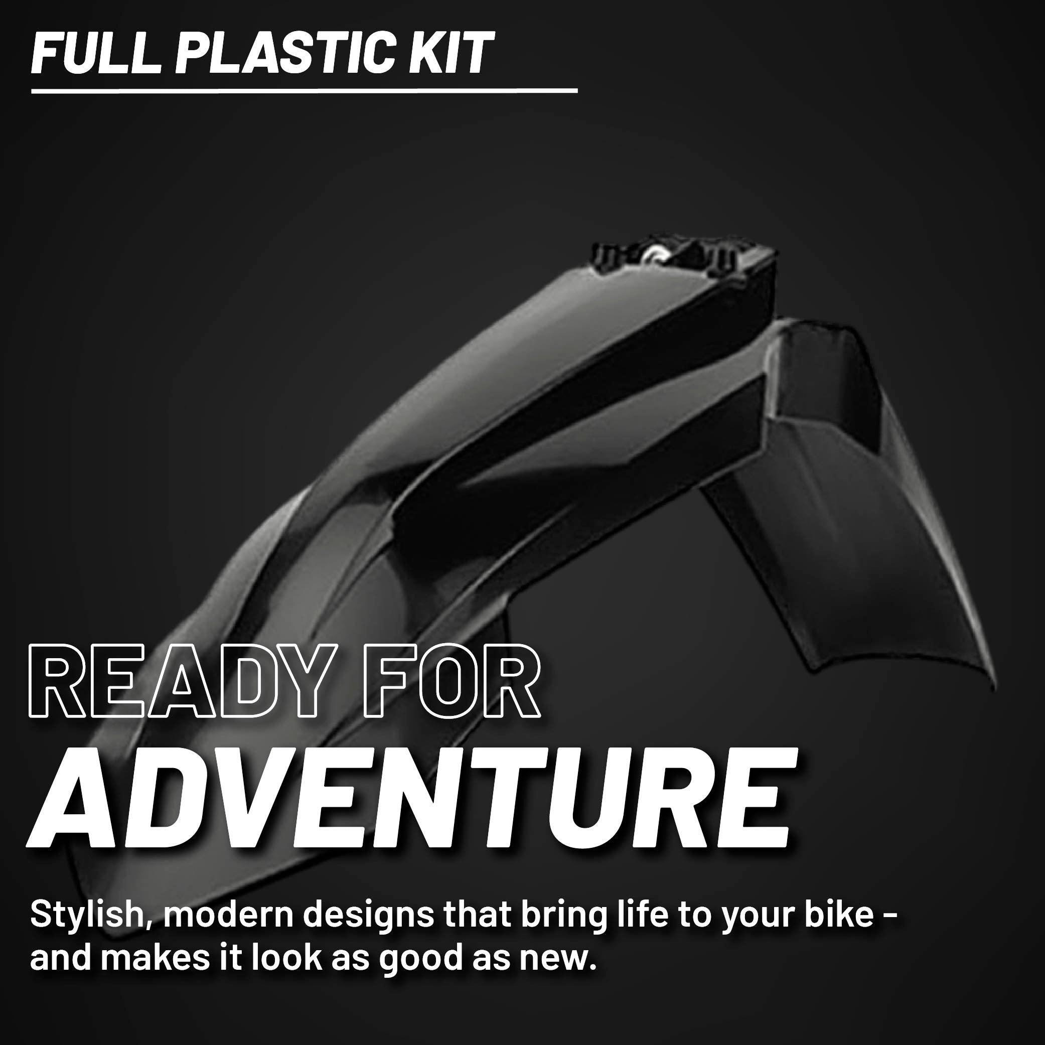 Polisport Motocross (MX) Replica Plastic Kit for KTM SX/SX-F/XC/XC-F (2019-20) Dirt Bike – OEM Quality, Durable, Flexible & Perfect Fit –Black