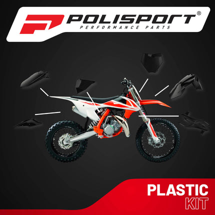 Polisport Motocross (MX) Replica Plastic Kit for KTM SX/SX-F/XC/XC-F (2019-20) Dirt Bike – OEM Quality, Durable, Flexible & Perfect Fit –Black
