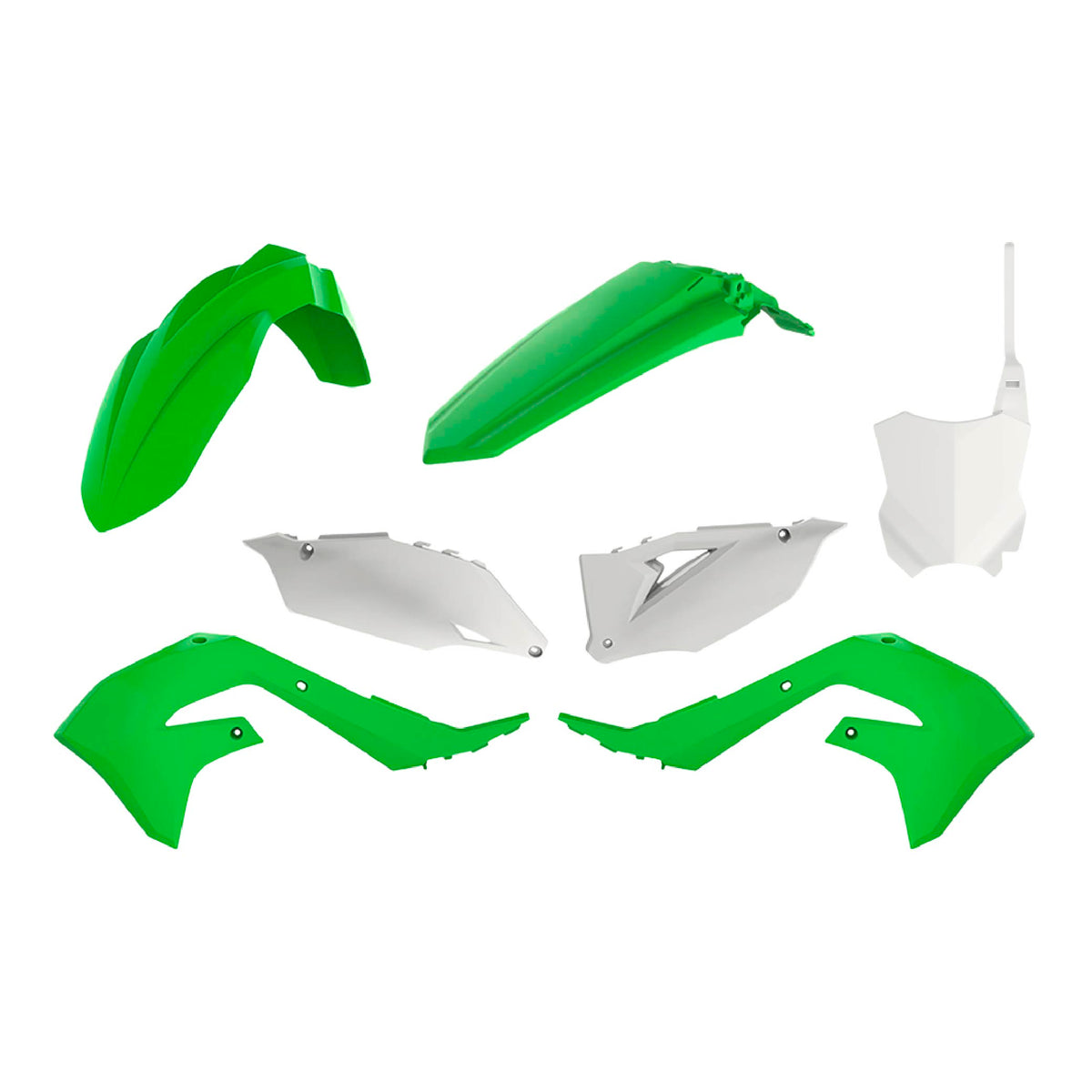 Polisport Motocross (MX) Replica Plastic Kit for Kawasaki KX 250F (2019-24) Dirt Bike – OEM Quality, Durable, Flexible & Perfect Fit – Green/White