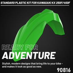 Polisport Full Plastic Kit for Kawasaki KX 250F (2019-24) OEM Quality Restyling Kit with Superior Fit, Flexibility, and Durability (Green/White)