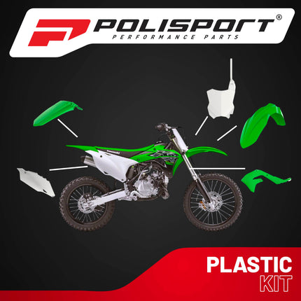 Polisport Motocross (MX) Replica Plastic Kit for Kawasaki KX 250F (2019-24) Dirt Bike – OEM Quality, Durable, Flexible & Perfect Fit – Green/White