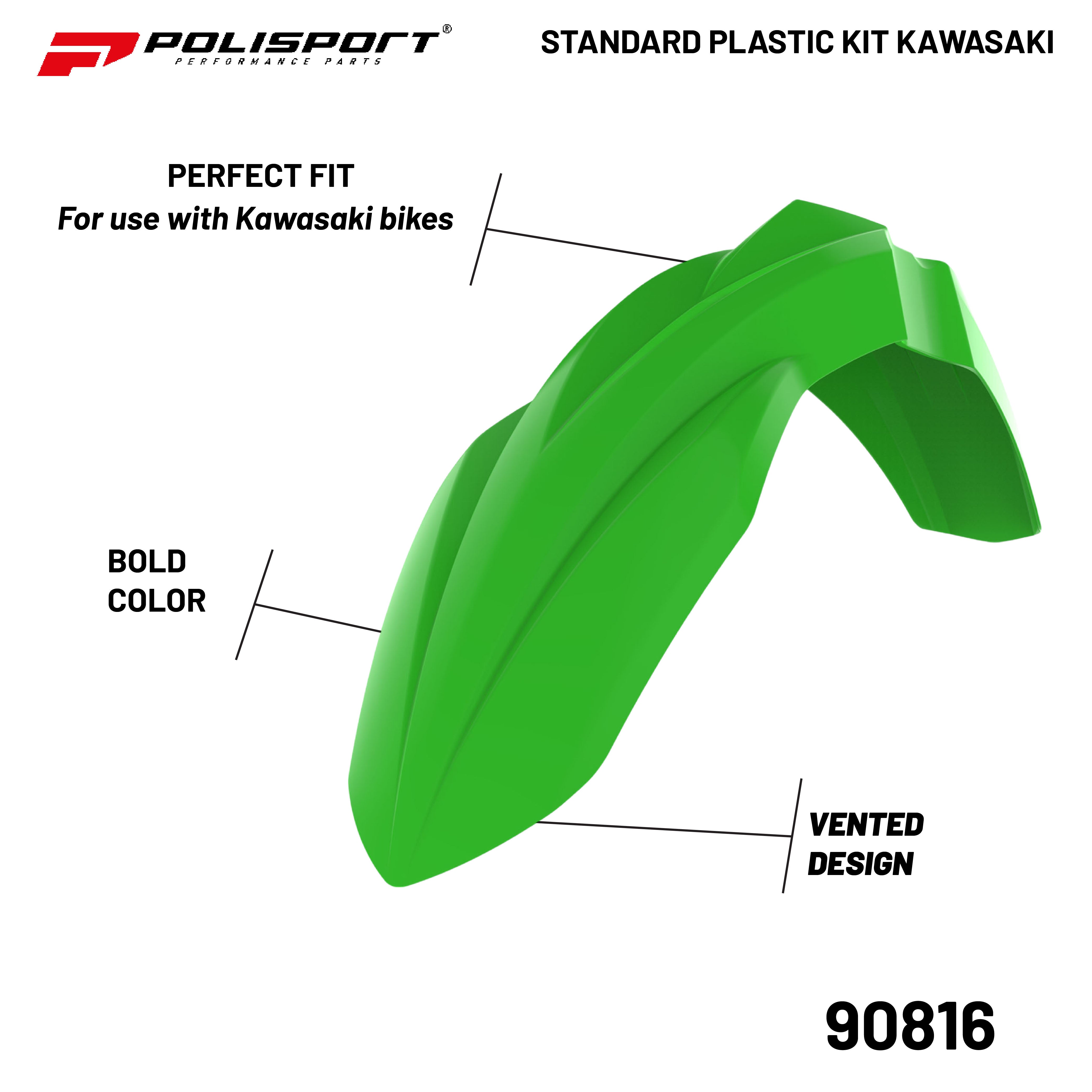 Polisport Full Plastic Kit for Kawasaki KX 250F (2019-24) OEM Quality Restyling Kit with Superior Fit, Flexibility, and Durability (Green/White)